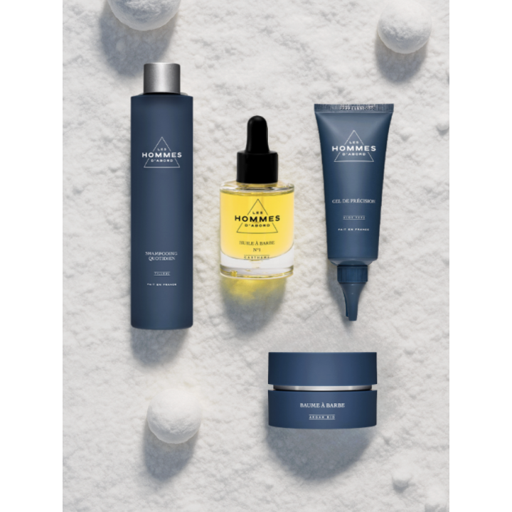 Coffret Soin Barbe Homme : Shampoing, Huile, Baume, Gel de rasage- Les Homme d'Abord